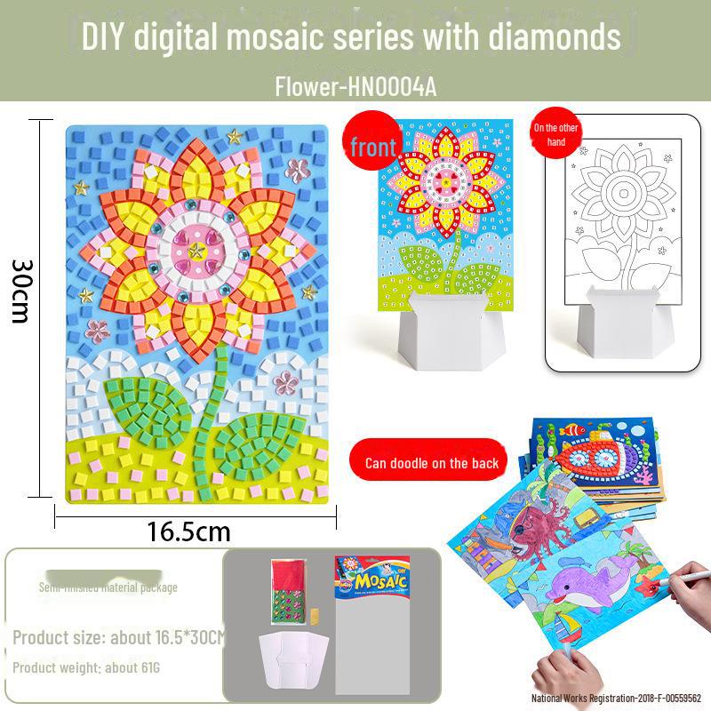 Dziecięca mozaika diamentowa DIY, zestaw naklejek EVA - Ręcznie robiona zabawka edukacyjna