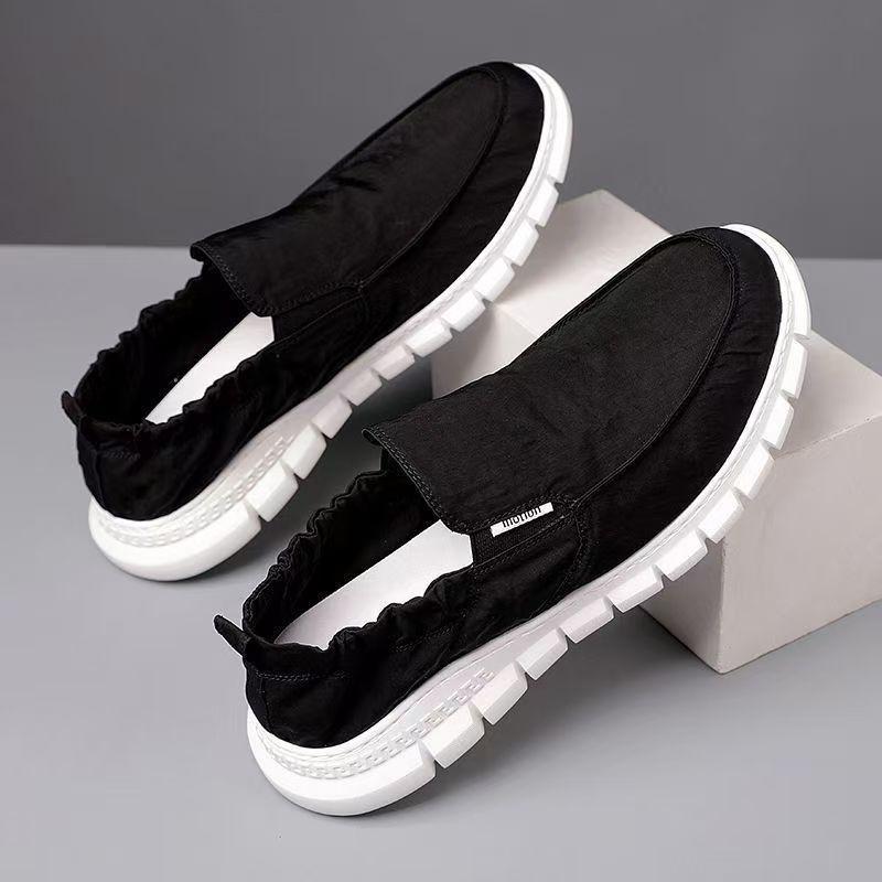 Tênis Masculino de Lona Slip-On Respirável - Tênis Casuais Confortáveis de Malha de Seda de Gelo para Primavera e Outono