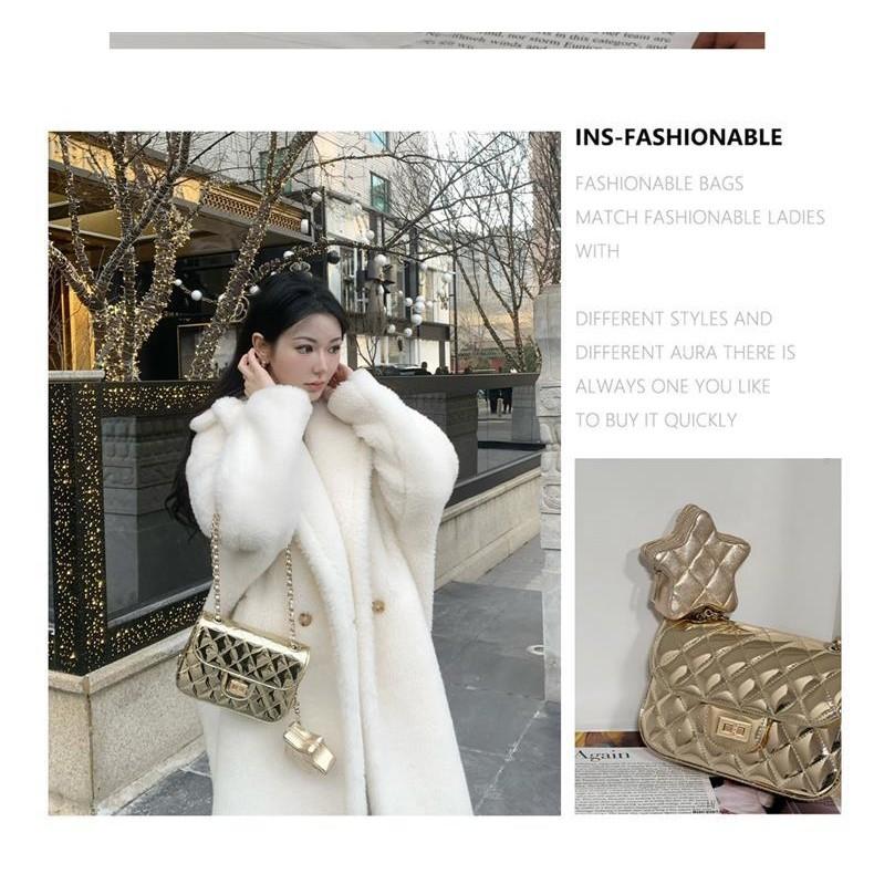 IELGY Women's Patent Leather Square Bag, Versatile Tofu Bag, High-end Silver Diamond Shoulder Chain Bag.