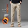 Men's 2025 Autumn/Winter High-End Fleece-Lined Business Casual Pants - Loose, Straight-Leg, Cold-Resistant