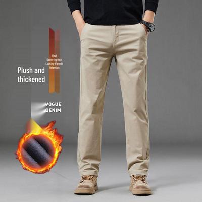 Heren 2025 Herfst/Winter High-End Fleecegevoerde Business Casual Broek - Losvallend, Recht Pijp, Koudebestendig