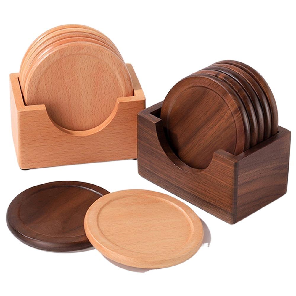 6 szt./zestaw Bukowy Okrągły Podkładka Pusta Drewniana Podkładka Pod Kubek Podkładki Wysokiej Jakości Podkładka Pod Kubek