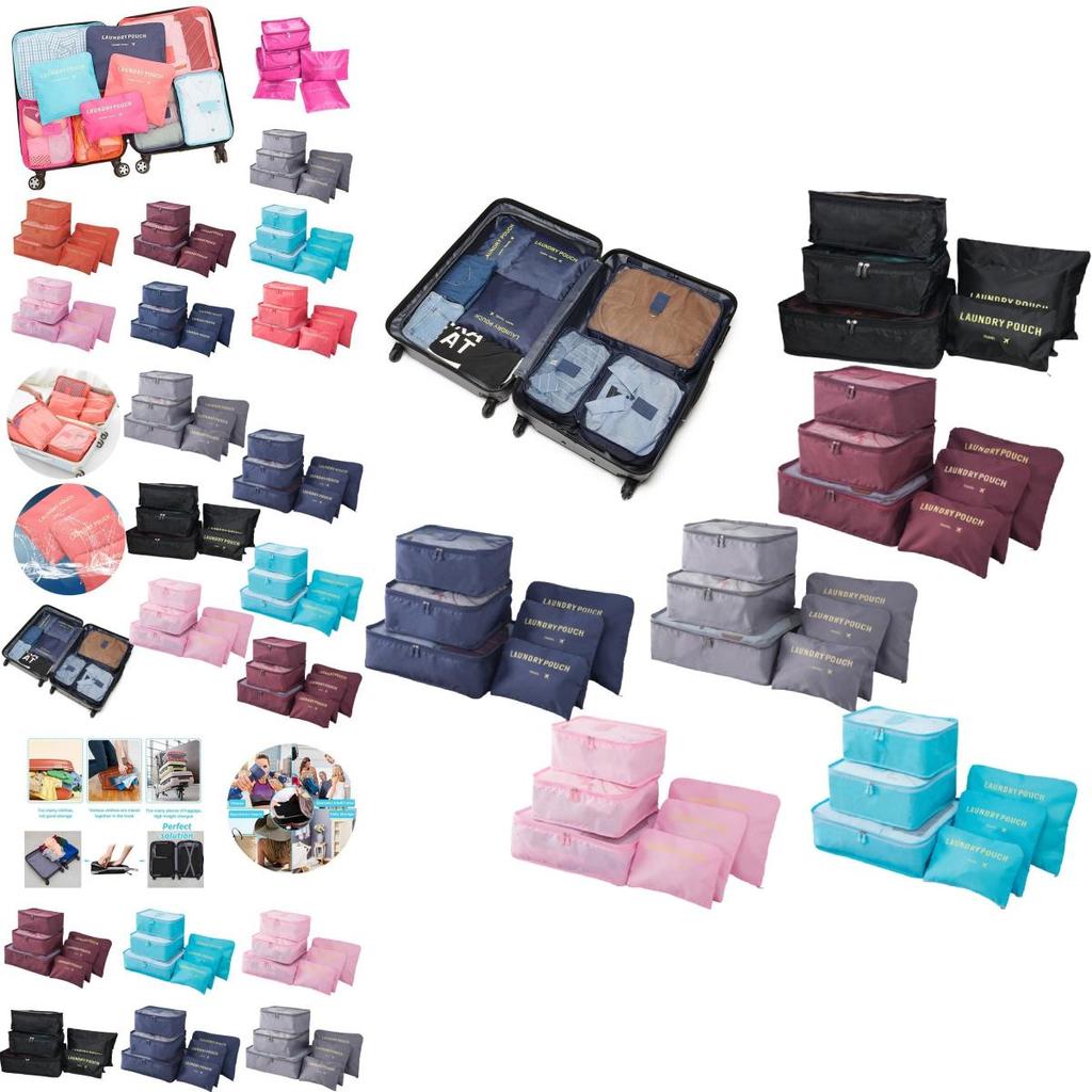 Qx Oxford Cloth Travel Storage Bag Suitcase Set Of 6 For Clothes And Underwear