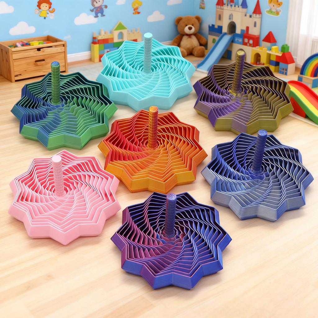 3D Printed Carrot Tower Decompression Toy for Children's Puzzle with Handle Spiral Desktop Star Shaped Expanded Sensory Toy
