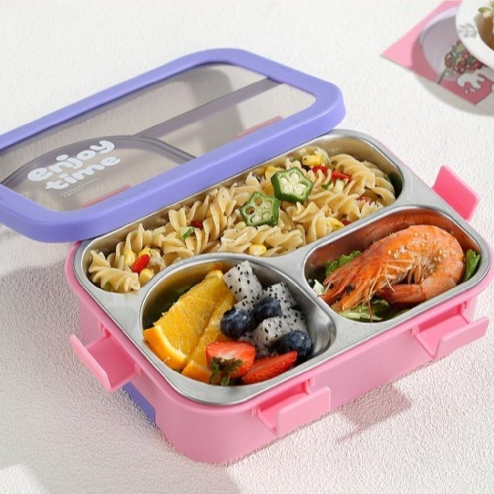 Leak-proof Divided Compartments Insulated Lunch Box Sealed Lid Food Container School Lunch