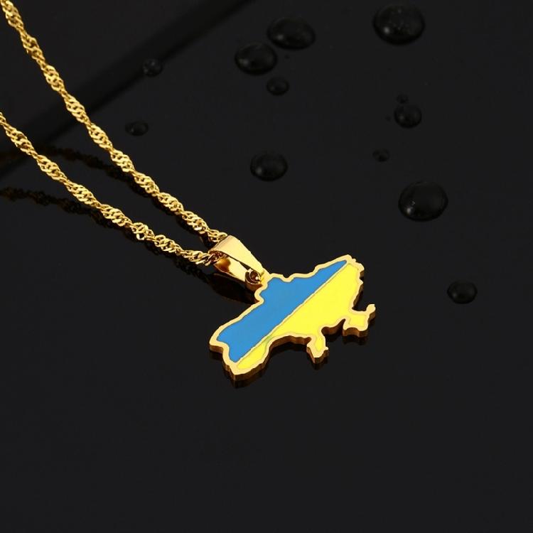 Stainless Steel Ukraine Map Pendant Necklace Ukraine Outline Jewelry Gift