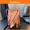 Vintage Style Bucket Bag For Women With Trendy Fringes And Casual Design In Black Gray Brown Pink And White