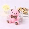 1PCS Plaid Bow Tie Plush Sitting Bear Toys Small Pendant Cartoon Bouquet Doll Wedding Activity Gift Soft Stuffed Toy 8CM