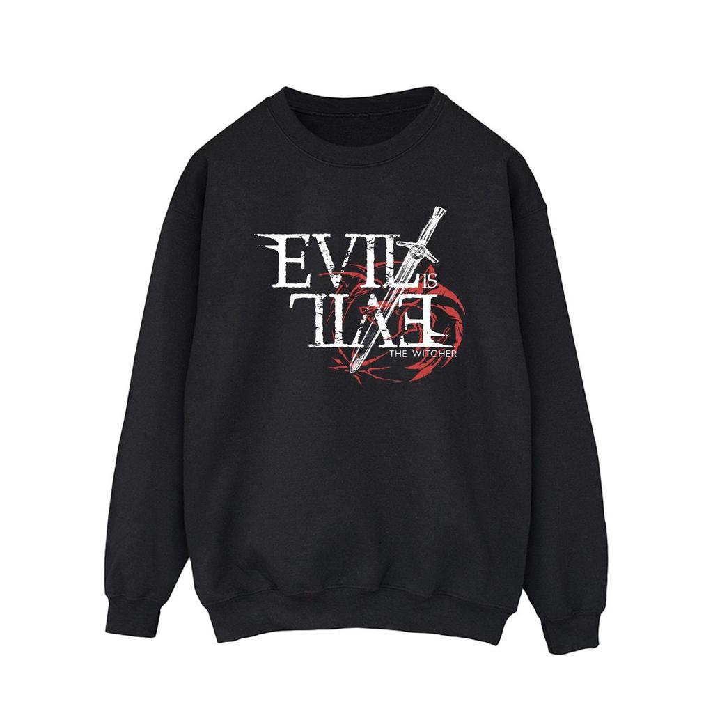 Netflix Mens The Witcher Evil Is Evil Sweatshirt