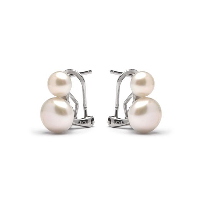 Boucles D'oreilles Luxenter En Argent 925 Avec Perle Blanche Finition En Rhodiée - Kire