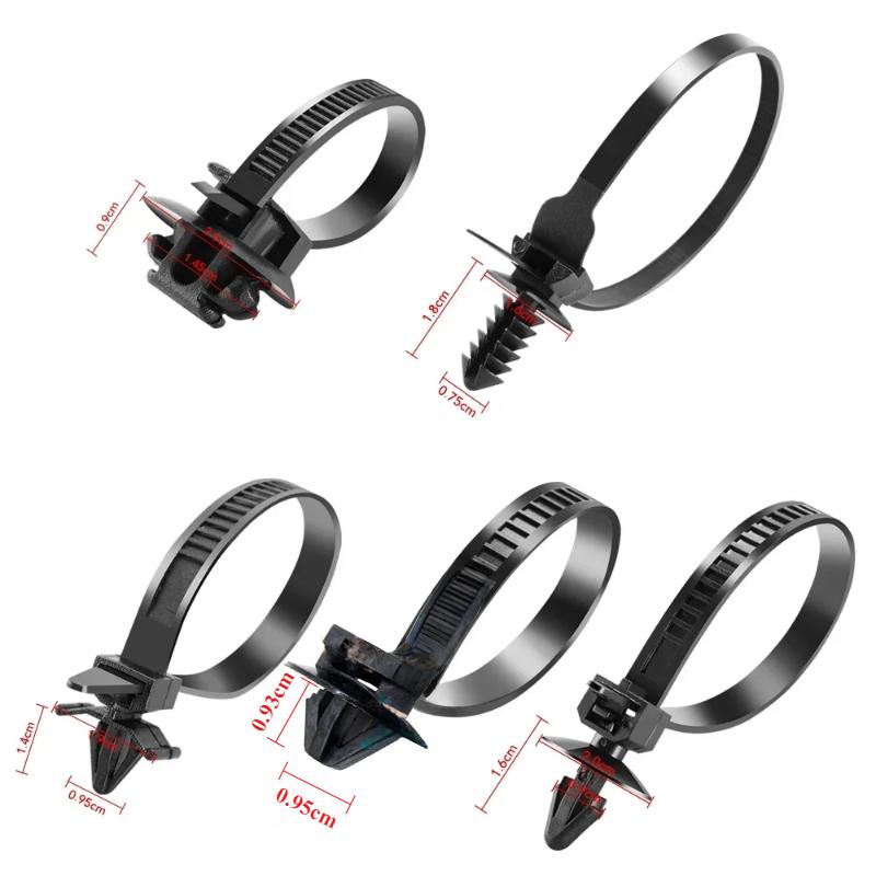 Automotive Nylon Cable Clamps with Hose Fasteners 25pcs Heavy Duty Wire Straps Locking Flanges for Car Engine Pipe Fixing