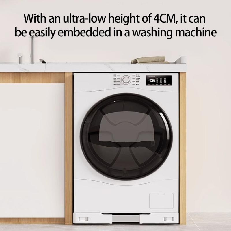 Adjustable Height Laundry Appliance Stand with Rubber Feet Washing Machine Base Holder for 45-70cm Washers Dryers