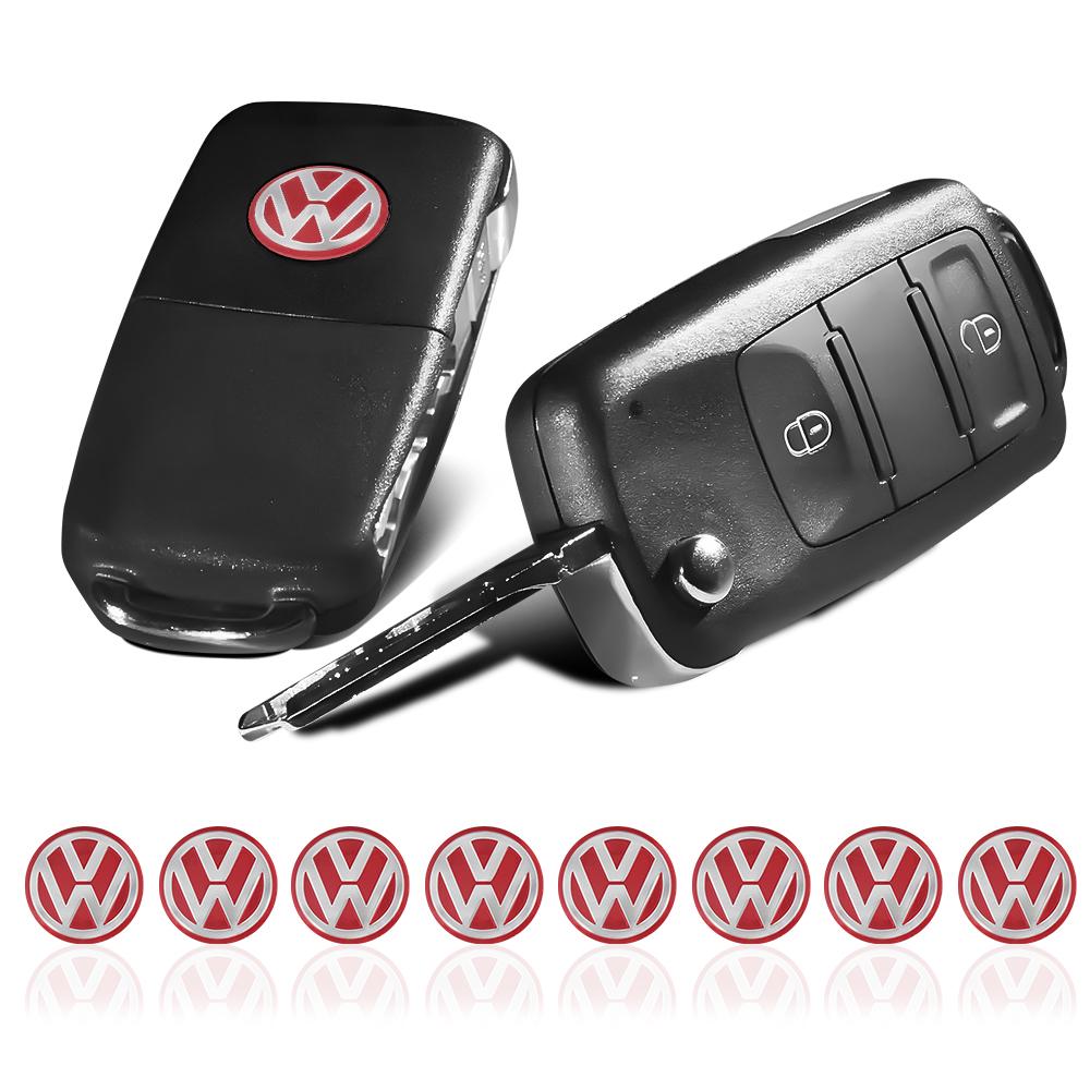 For VW Jetta Golf Beetle EOS R32 MK4 golf 6 motion M177 Accessories 10Pcs 3D Car Badge Emblem Sticker Car Control Key Logo Valve Cap