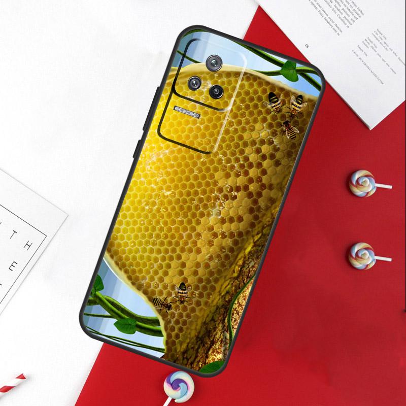 Golden Honeycomb Honey Bee Cover For Xiaomi 11T 12T 13T 14T Pro 13 14 15 Ultra POCO X7 Pro X3 X5 X6 F5 F6 M6 Pro Case
