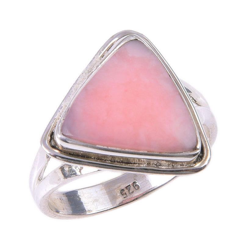 Natural Pink Opal Gemstone Handmade 925 Solid Sterling Silver Ring Size 6 a1L27