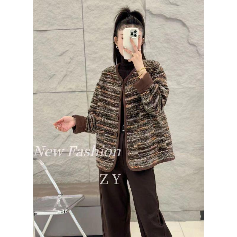 

Invincible Love! New Color Design Circle Wool Material Single-Breasted Mid-Length Women round Neck Raglan Sleeve Outerwear New Color 3XL