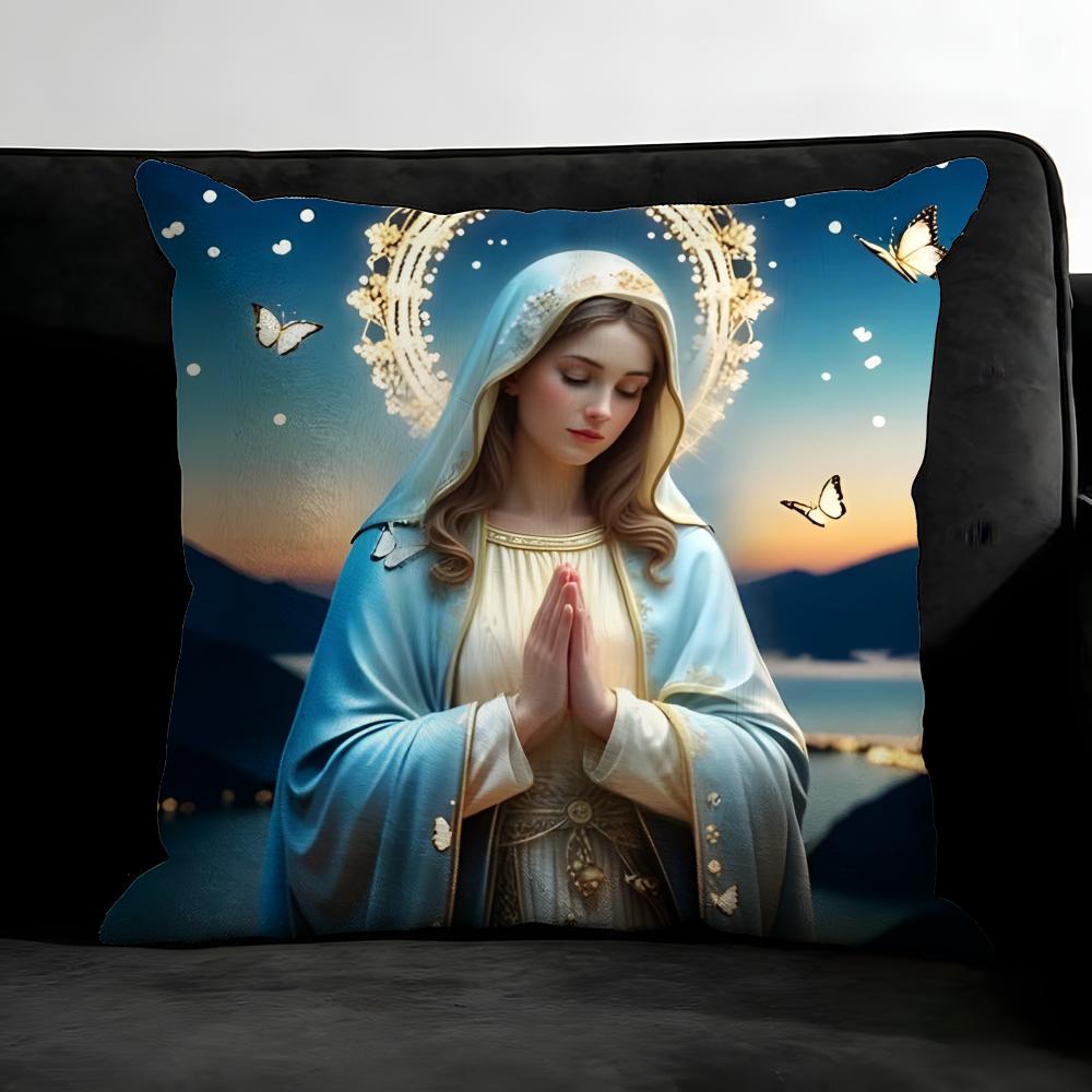 Saint Mary Hot Cushion Cover Pillowcase Ultra Soft Skin Friendly Fabric Cloud Like Comfort & Concealed Zipper