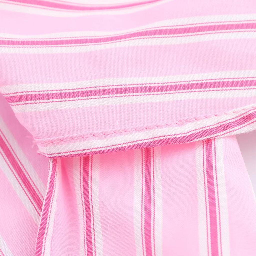 2025 Spring Women's Striped Poplin Shirt: Casual, Versatile, Turn-Down Collar, Long-Sleeve Fashion