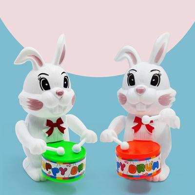1Pc Winding Drum Rabbit Children'S Toy Clockwork Drumming Rabbit Puzzle Drumming Cartoon Rabbit