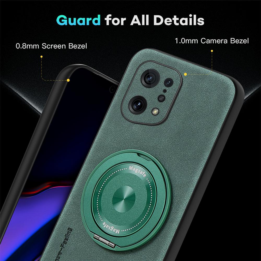 For OPPO Find X5 X5 Pro Fine Hole Sheepskin Swivel Bracket Magnetic Soft Edge Anti Drop Anti Fingerprint Phone Case