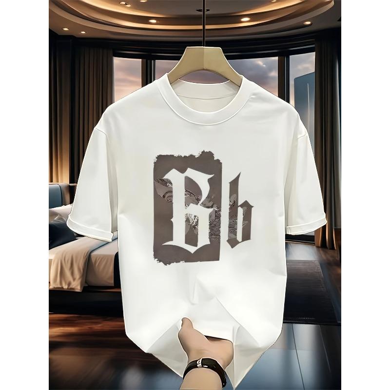 European Sizes Chic Graphic Letter 'B' T-Shirt - Fashionable Relaxed Fit Short Sleeve Top, Super Soft Material