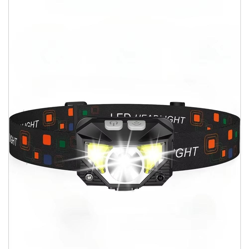 Starke Leuchte Stirnlampe Taschenlampe Wiederaufladbare Stirnlampe Verstellbare Stirnlampe mit Bewegungssensor Rotes Licht für Camping Radfahren Wandern