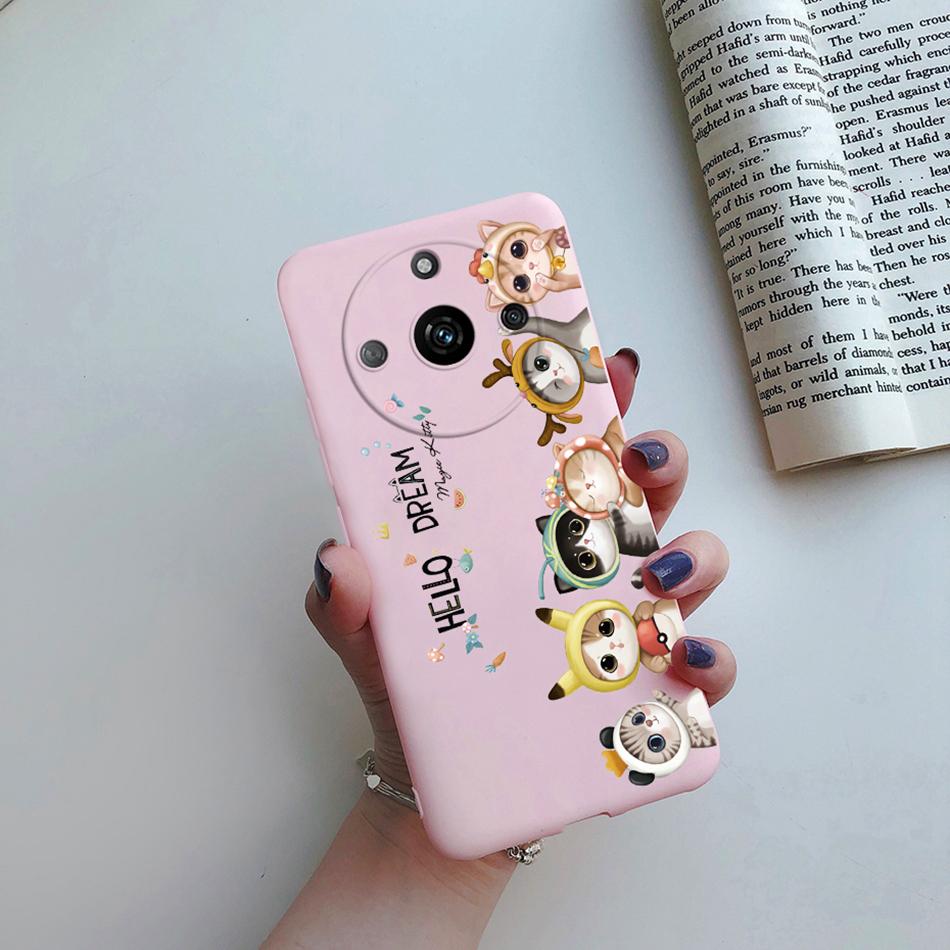 Für Cover Realme 11 Pro Plus Hülle RMX3740 Niedliche Cartoon Katze Blume Weiches Silikon Handyhüllen Für Realme11 11Pro+ 5G 2023 Bumper