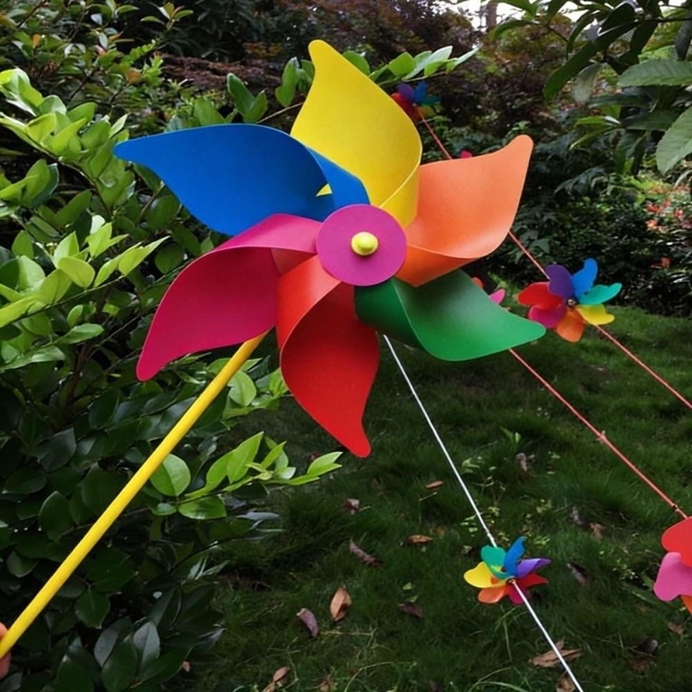2pcs PVC Six Leaf Pinwheel Windmill Colorful Wind Windmill Wind Spinner  Garden Yard Art Decoration