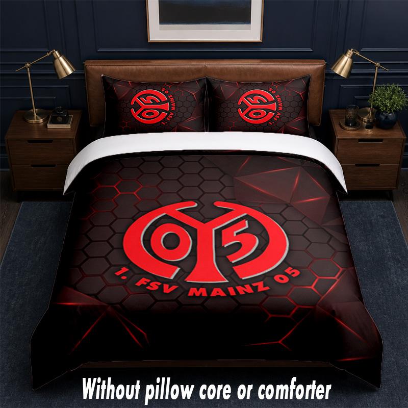 Mainz FC Design Bed Bedding Set 1 Duvet Cover + 2 Pillowcases Soft Breathable Household Bed Linens