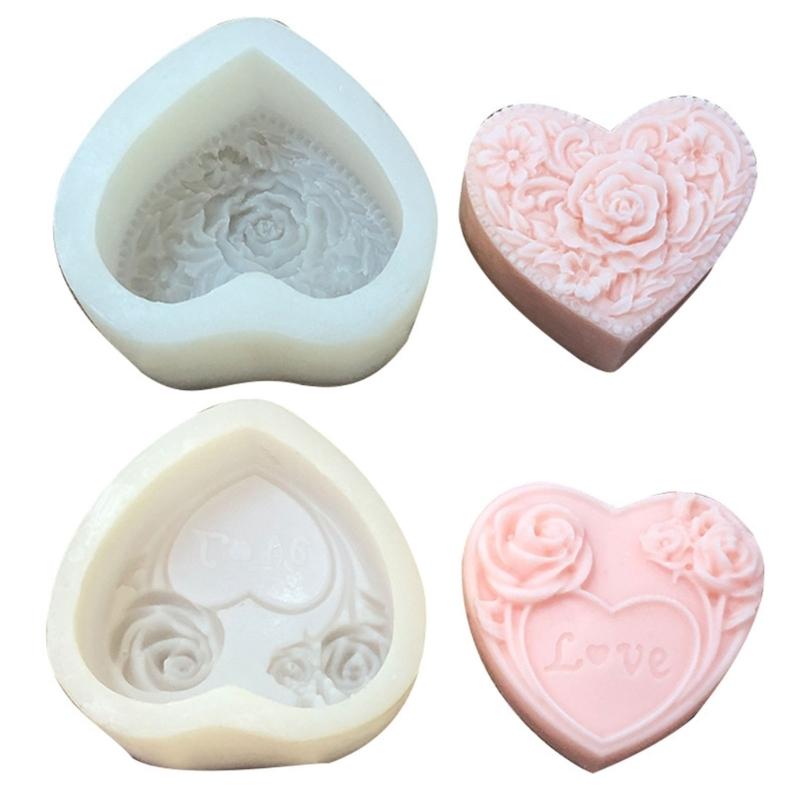3D Love Heart Rose Silikon Flexibilní potravinářská forma Jílová pryskyřice Keramika Candy Fondant Candy Čokoláda Forma na mýdlo