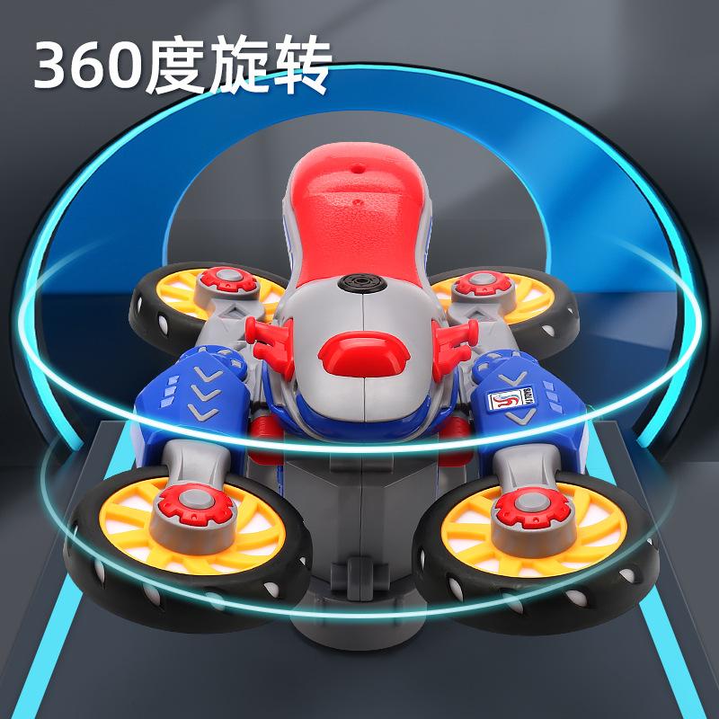 Electric Universal Deformation Motorcycle Colorful Music Light Stunt Rotating Racing Children's Toy