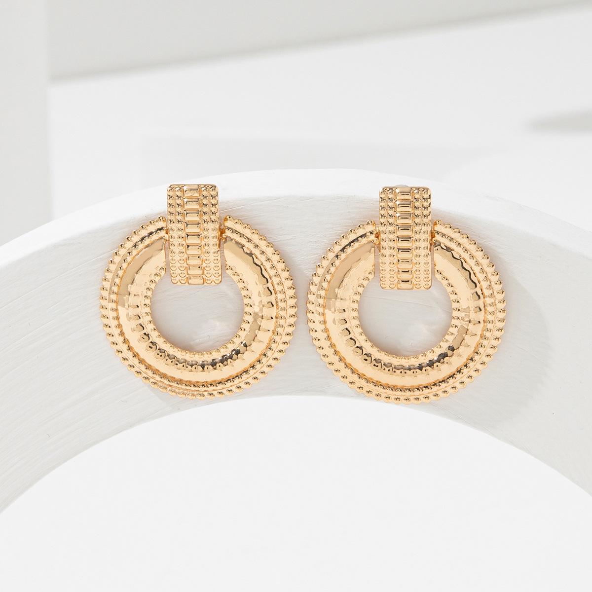 High-End European Geometric Metal Earrings for Women