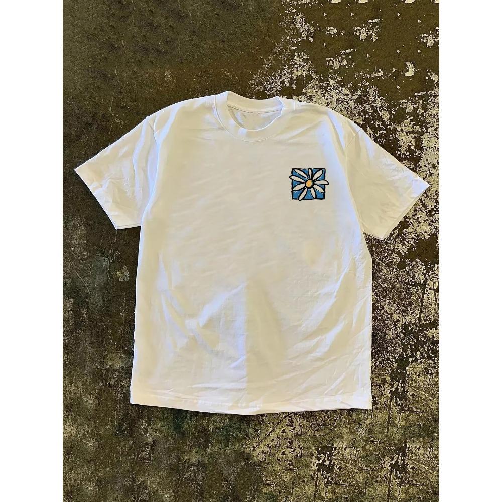 Herrenhemden Lässig Koreanisch Blumenmuster Beidseitig Übergröße Kurzarm T-Shirts Mode Locker Hochwertige Baumwoll-Tops