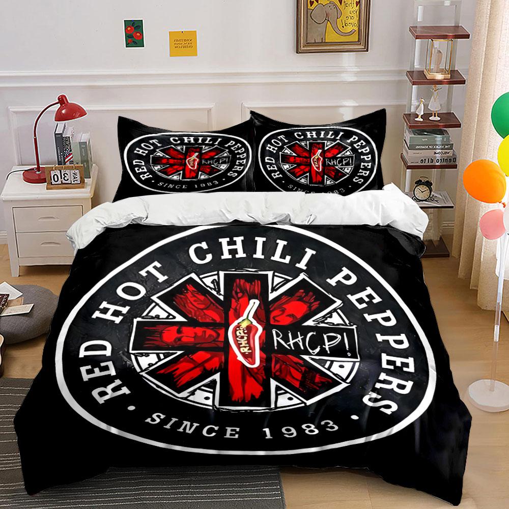 Red Hot Chili Peppers Logo Bedding Duvet Cover Set Duvet Cover Pillowcases (1*Duvet Cover 2*Pillowcases, without duvet insert)