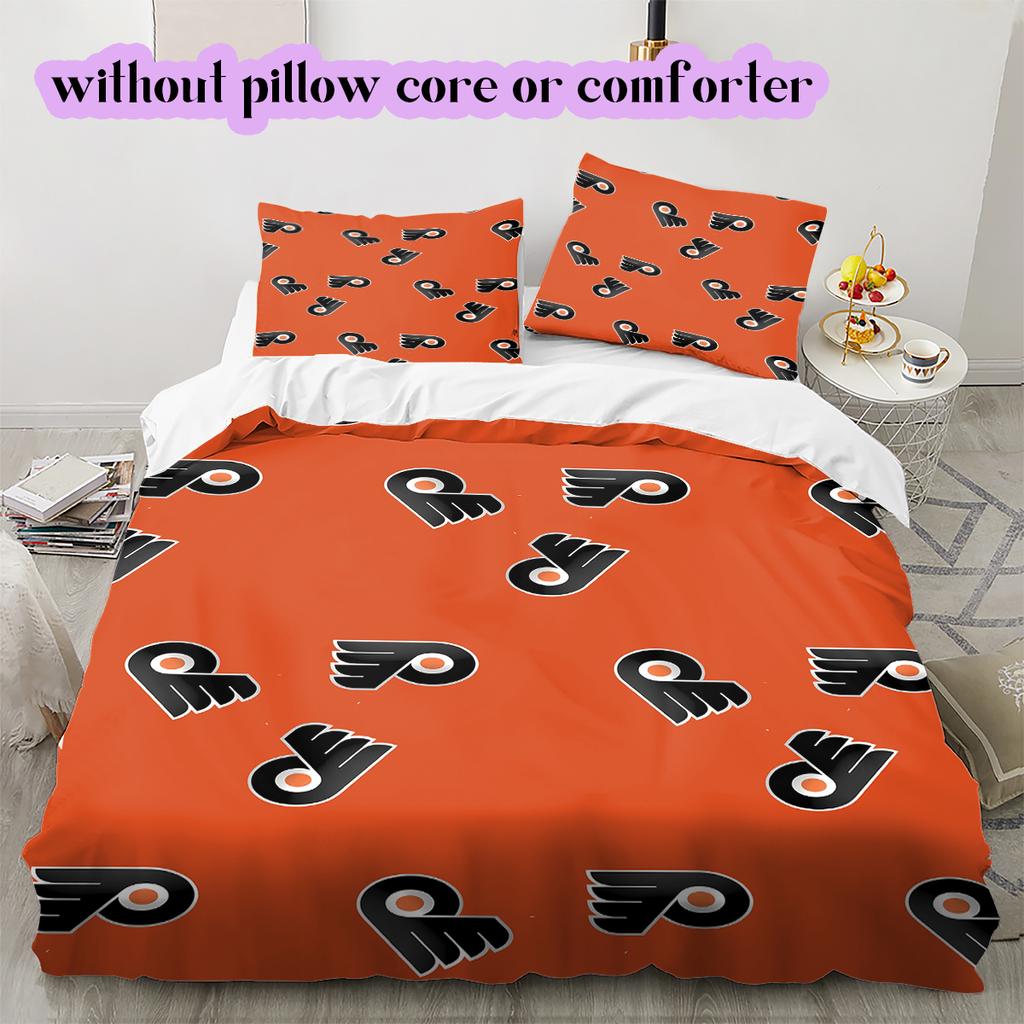 Set cu model logo hochei pe gheață cuvertură cu față de pernă Decorare casă Cadou de ziua de naștere (1*husa de pilotă+ 2*fețe de pernă, fără umplutură)