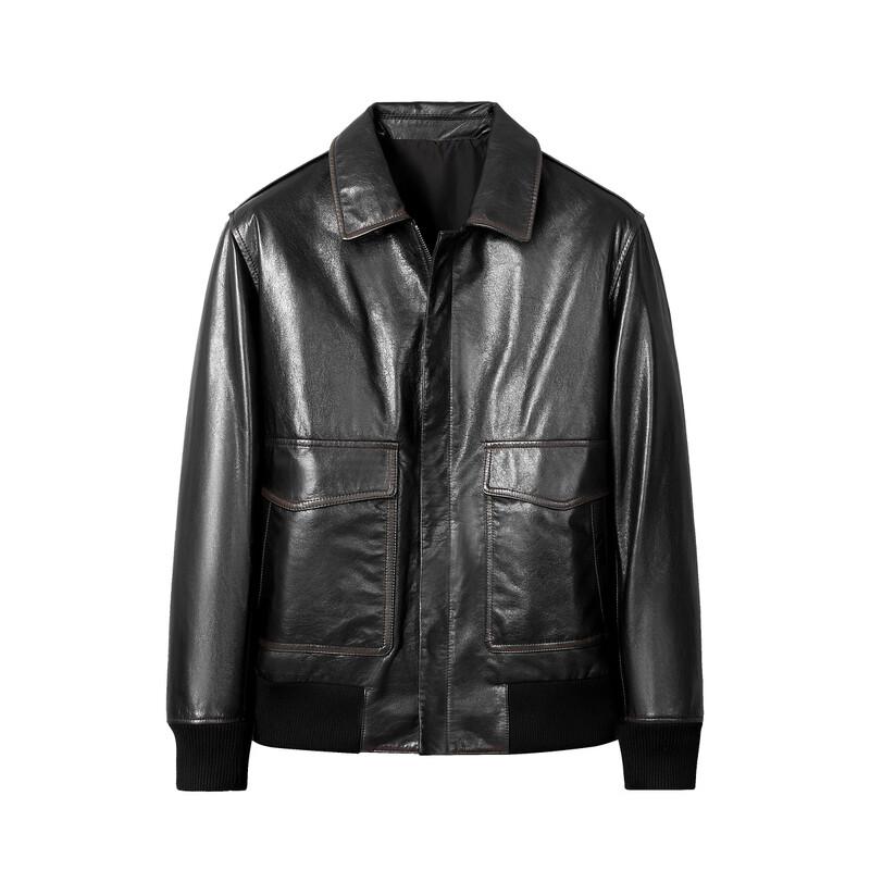 FIRS Men's Top Layer Cowhide Leather Lapel Jacket