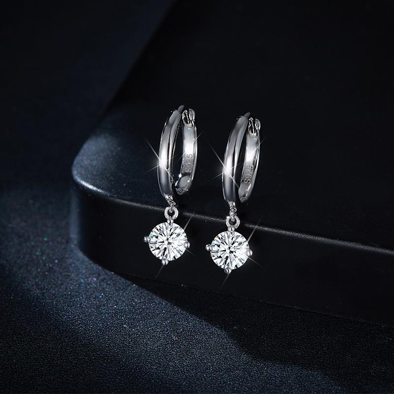 Classic 5.0mm Moissanite Four-Prong Hoop Earrings with Secure Studs