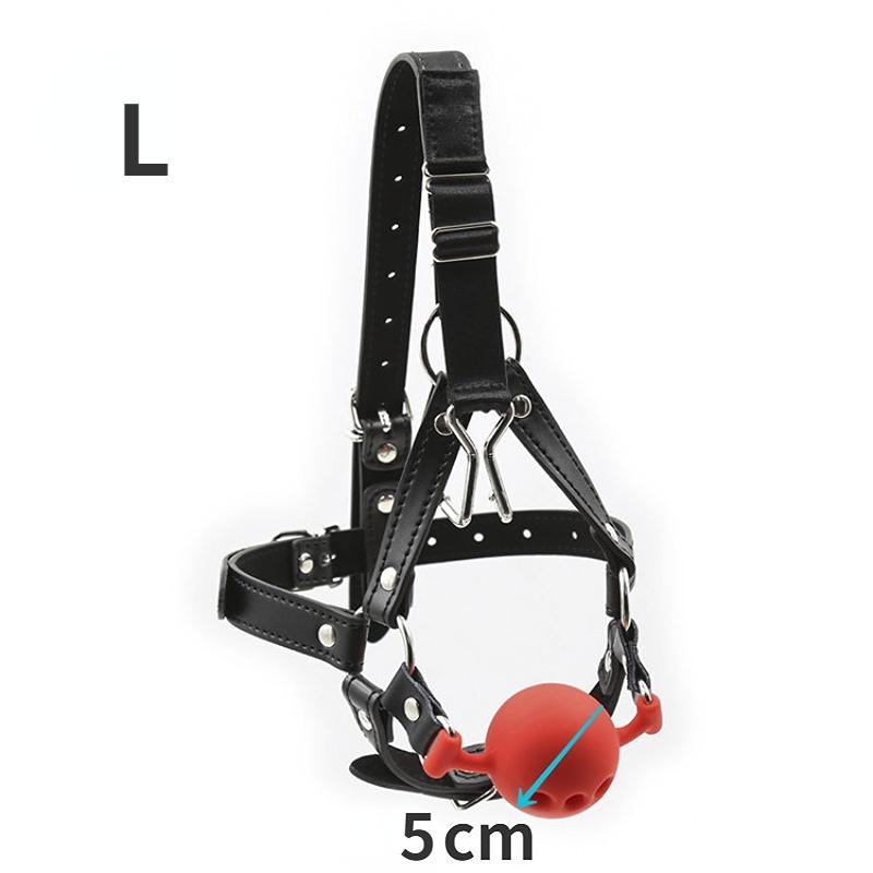 Mouth Gag Ball and Nose Hook for Fetish Role Play Bdsm Bondage Harness Strap Head Belts with Silicone Hollow Sex Toys Adult Game