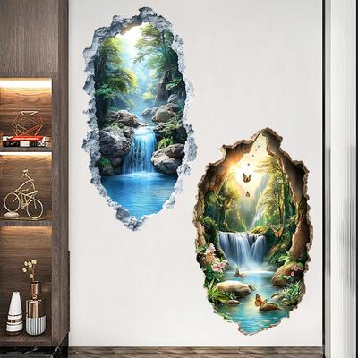 Broken Wall Underwater World Bathroom Sanitary Wall Stickers