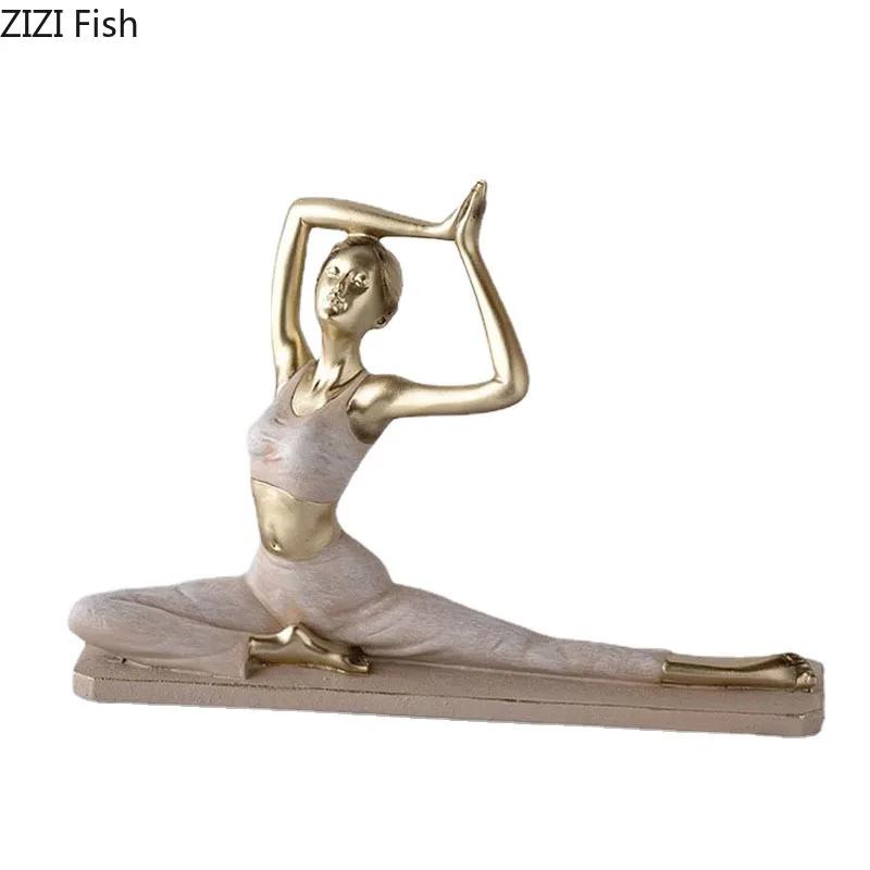 Creative Painted Yoga Girl Figures Statue Crafts Desk Decoration Yoga Sports Character Sculpture Ornaments Room Aesthetics Decor