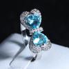 Simple  Sterling Silver Blue Bowknot Mosaic Cubic Zirconia Wedding Rings for Women  Girlfriend Gift Anillos Mujer