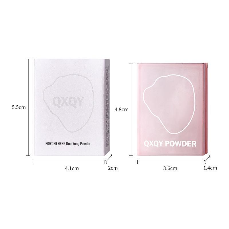 QXQY Brighten Multi-use Powder: Fine, adheres well, no fallout, minimizes pores, natural, 3D shimmer, dazzling highlight for a radiant glow.