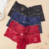 3 pezzi Mutandine da Donna Taglie Forti Affascinante Pizzo Leggere Asciugatura Rapida Morbide Traspiranti Elastiche