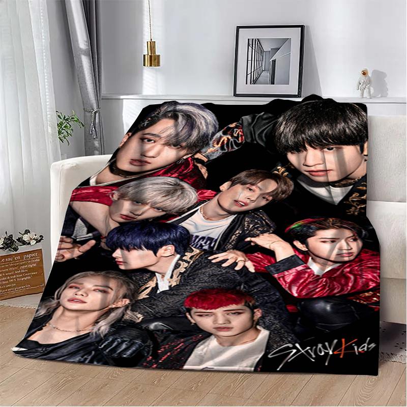 3D KPOP S-Stray-K-Kids Throw blanket Picnic blanket Warm Flannel blankets Home Couch bed linings blankets for beds Birthday Gift