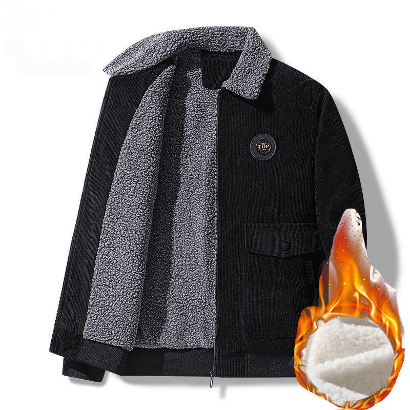 Herrars Nya Höst- och Vinter Casual Fleece Varm Plus Sammet Kavaj Utomhus Lös Casual Jacka För Män