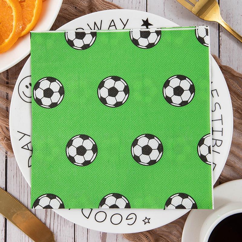 

20 шт./упак. 33x33 см одноразовые салфетки с принтом футбола для стола, бумажные салфетки для вечеринки по случаю дня рождения мальчика 20pcs