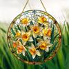 2D Flat Acrylic Garden Round Wall Hanging Decoration Sign, Daffodil Spring Sun Catcher, Nurseries, Vintage Home Decor Wall for Bar Kitchen