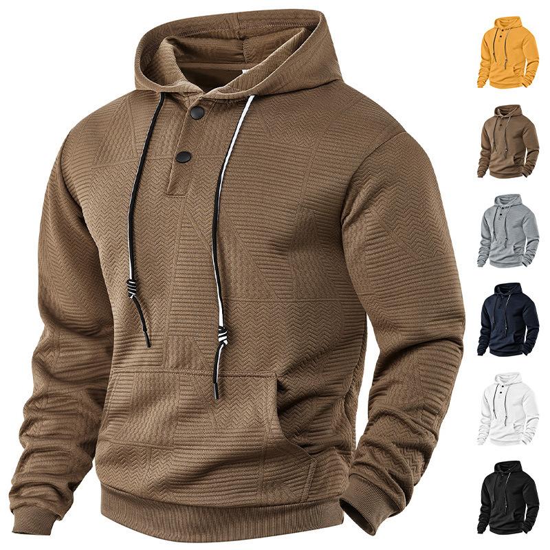 European and American Men's Spring and Autumn American Loose Casual Hoodie Long Sleeve Jacquard Sweatshirt