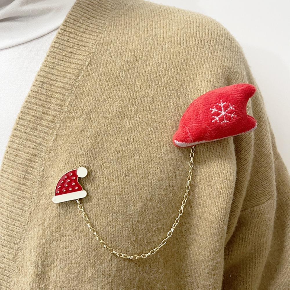 Snowman Elk Plush Chain Brooch Santa Claus Clothes Badge Pins Fashion Christmas Brooch  Xmas Gifts