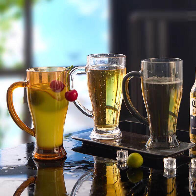 Kubki szklane o dużej pojemności 430 ml dla słynnych w Internecie filiżanek do napojów herbacianych, kubki do soku, kufle do piwa z uchwytami, szklany kubek do kawy